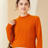Half Turtleneck Thicken Loose Cable-Knit Cashmere Sweater