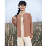 Round Neck Knitted Minimalist Button-Up Jacket Cashmere Cardigan