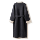 100% Cashmere Reversible Belted Long Cardigan Coat