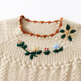 Women's Hand-Embroidered Cable-Knit Thick Pure Cashmere Sweater