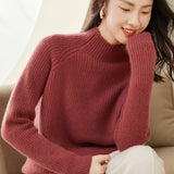 Thick Half Turtleneck Knit Raglan Sleeves Loose Cashmere Sweater
