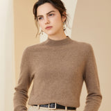 Soft Mock Neck Sweater Slim Knitted Cashmere Sweater