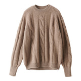 Textured Crew Neck Thickened Twist Loose Cashmere Sweater