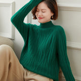 Thickened Cashmere Wool Diamond Textured Turtleneck Sweater