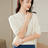 Half Turtleneck Women's Cashmere Short Sleeve Sweater