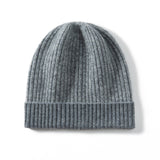 Winter Two-Tone Rib Knit Beanie Soft Warm Thickened Cashmere Hat
