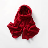 100% Cashmere Wrap Shawl for Women Lace-Trim Knitted Large Scarf