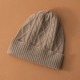 Winter Warm Classic Cable Knit Cashmere Beanie Hat
