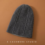 100% Cashmere Soft Warm Hat Two-Tone Cable Knit Beanie