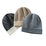 Winter Two-Tone Rib Knit Beanie Soft Warm Thickened Cashmere Hat