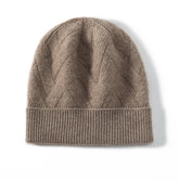 100% Cashmere Soft Stretchy Warm Chevron Knit Beanie Hat