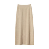 Ribbed Women's High-waist Slim Cashmere Knitted Midi Hip Skirt
