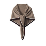 Women's Cashmere Scarf Contrast Trim Knitted Wrap Shawl