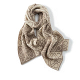 Women's Winter Warm Knit Cashmere Scarf with Heart Pattern