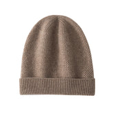 Cashmere Cuffed Textured Knit Beanie Hat for Women and Men