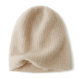 100% Cashmere Waffle Knit Soft Warm Beanie Hat for Women