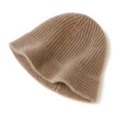100% Pure Cashmere fisherman Warm Ribbed Beanie Hat