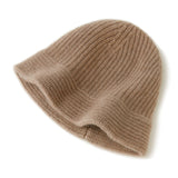 100% Pure Cashmere fisherman Warm Ribbed Beanie Hat