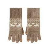 100% Cashmere Gloves Warm Christmas Gloves with Reindeer