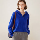 Women’s 100% Cashmere Hooded Sweater with Button Placket