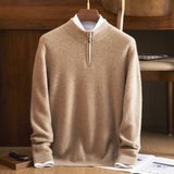 Men’s 100% Pure Cashmere Half Zip Mock Neck Sweater – Luxury Knit Pullover