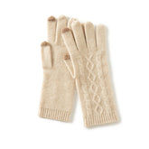 Pure Cashmere Gloves Soft Ribbed Winter Knit Gloves