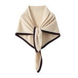 Women's Cashmere Scarf Contrast Trim Knitted Wrap Shawl