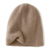 100% Cashmere Waffle Knit Soft Warm Beanie Hat for Women