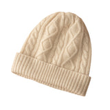 Winter Warm Classic Cable Knit Cashmere Beanie Hat