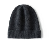 Cashmere Cuffed Textured Knit Beanie Hat for Women and Men
