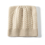 100% Cashmere Braided Cable Knit Beanie Winter Soft Warm Hat