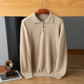 Menโs 100% Pure Cashmere Luxury Polo Collar Sweater