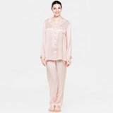 Classic Pure Silk Button Up Pajamas Set for Women