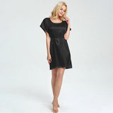 Women Short Silk Nightgown with belt Silk Chemise