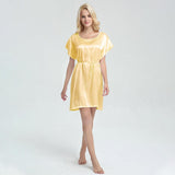 Women Short Silk Nightgown with belt Silk Chemise