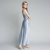 Deep V Neck Long Silk Nightgown Women Silk Maxi Slip Dress