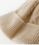 100% Pure Cashmere Soft Warm Cable Knit Beanie Winter Hat