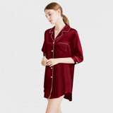 Women's Silk Sleep Shirt 100% Mulberry Silk Nightgown