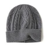 100% Pure Cashmere Soft Warm Cable Knit Beanie Winter Hat