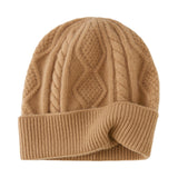 100% Pure Cashmere Soft Warm Cable Knit Beanie Winter Hat