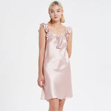 Women Cute Sleeveless Silk Nightgown Mulberry Silk Nightdress
