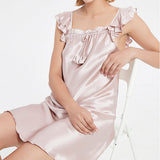 Women Cute Sleeveless Silk Nightgown Mulberry Silk Nightdress