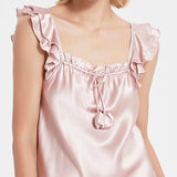 Women Cute Sleeveless Silk Nightgown Mulberry Silk Nightdress