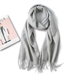 100% Pure Cashmere Scarf Winter Warm Fringed Wrap Shawl