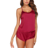 Women Silk Lace Camisole Set For Women Short Silk Sleepwear