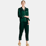 Women's Capri-pants Silk Pajamas Set Long Silk Two Piece Sleepwear