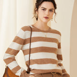 Stripe Women's Long Sleeve Pullover Cashmere Sweater