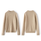Mock Neck Cable Knit Cashmere Warm Sweater for Women