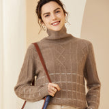 Women's Turtleneck Cashmere Sweater Warm Long Sleeve Pullover Cashmere Tops