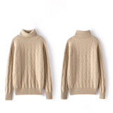 Women's Turtleneck Cable Knit Warm Pullover Cashmere Sweater